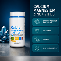 Comprimés naturels Calcium Magnésium Zinc + Vitamine D3 pour enfants, flacon de 60 unités, complément alimentaire, service OEM/ODM, marque privée