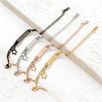 Bracelet pour enfants Ywyougang en acier inoxydable, tendance, plaqué or/plaqué or rose, personnalisable avec un charme en forme d'étoile rectangulaire