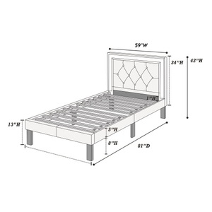 เฟอร์นิเจอร์ห้องนอนทันสมัย เตียงเดี่ยวขนาดใหญ่ 1 ตัว สีชมพู หนังเทียม PU ขาไม้ หุ้มผ้าแบบ Tufted พร้อมแผ่นรองรับ HB Slats - Product Image 6