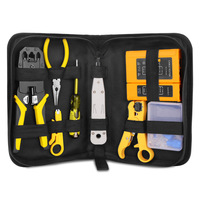 Kit d'outils réseau professionnel comprenant un pince à sertir multi-prise RJ45 RJ12 RJ11, un dénudeur de câbles et un testeur de câbles réseau