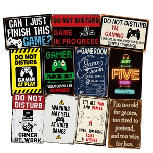 Neue lustige <span class=keywords><strong>Gamer</strong></span>-Dekorations-Metallschilder Retro-Zinnschilder für <span class=keywords><strong>Gamer</strong></span>-Zimmer Wanddekoration Spiel Mensch Höhle Vintage-Metallposter - Product Image 1
