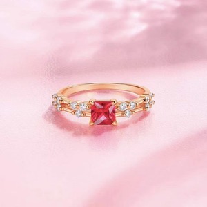Ensemble de bijoux Zanlong en corindon rouge synthétique plaqué or rose, argent sterling S925, bague, collier et boucles d'oreilles en corindon rouge - Product Image 5
