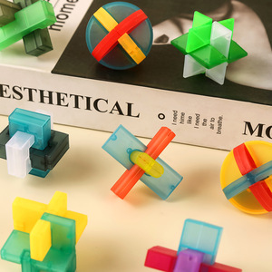 Transparent <b>Plastic</b> Kongming Lock Puzzle Building <b>Blocks</b> For Kids Educational Assembly Toy 5-7 Years Old Unisex - Product Image 4
