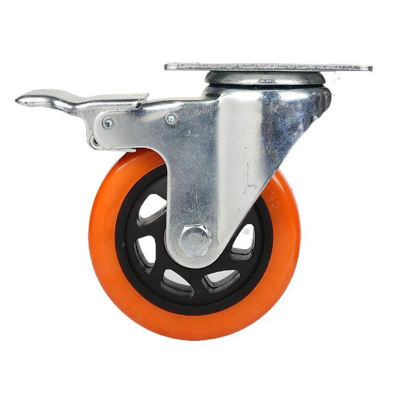 WH Amazon Hot Sale 1.5//2.5/3/4/5 Inch Orange PVC Caster Trolley Wheels 100 mm Industrial Cart PU Caster Wheels for Workbench
