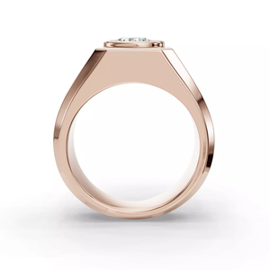 Anillo SGARIT Bold de oro rosa de 14 quilates para hombre con diamante cultivado en laboratorio de 1 quilate, banda facetada pulida para caballeros modernos - Product Image 4