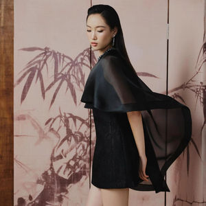 MISTY GRACE <b>dress</b> _ Asian spirit light organza cape overlay elegant modern classy <b>cocktail</b> <b>dress</b> OEM ODM Vietnam - Product Image 1