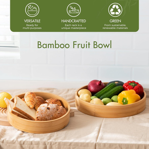SINCERE 2 niveaux bambou fruits légumes support de stockage naturel <span class=keywords><strong>banane</strong></span> cintres cuisine comptoir fruits panier manuel - Product Image 4