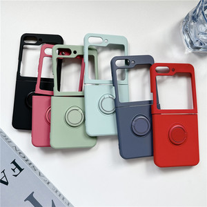 Funda de teléfono plegable con soporte de anillo de cubierta móvil de piel de silicona líquida de varios colores para Samsung Galaxy <span class=keywords><strong>ZFlip4</strong></span> 3 5 - Product Image 2