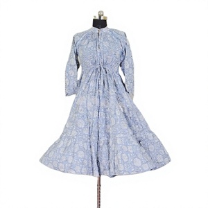 Vestido Largo de Algodón Ecológico con Cuello en V y Botones, Estampado Floral, Estilo Casual y Sexy para Fiesta, Ligero - Product Image 1