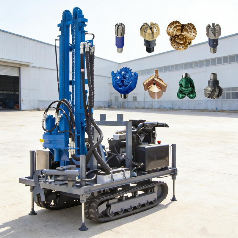 Crawler Diesel Type 200m 260m Deep Hydraulic DTH Water Well Drilling Rig For Borehole Drill