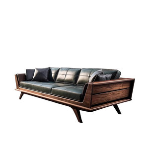 Modernes Neues <span class=keywords><strong>Sofa</strong></span> im Chinesischen Stil aus Echtem Leder, <span class=keywords><strong>3</strong></span>-4-Sitzer Premium Schwarznuss Geradlinige <span class=keywords><strong>Couch</strong></span> - Product Image 5