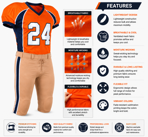 Uniforme de football américain imprimé en gros / Maillot d'équipe 100 % polyester à impression numérique, séchage rapide, col en V, manches courtes, unisexe, unique - Product Image 5