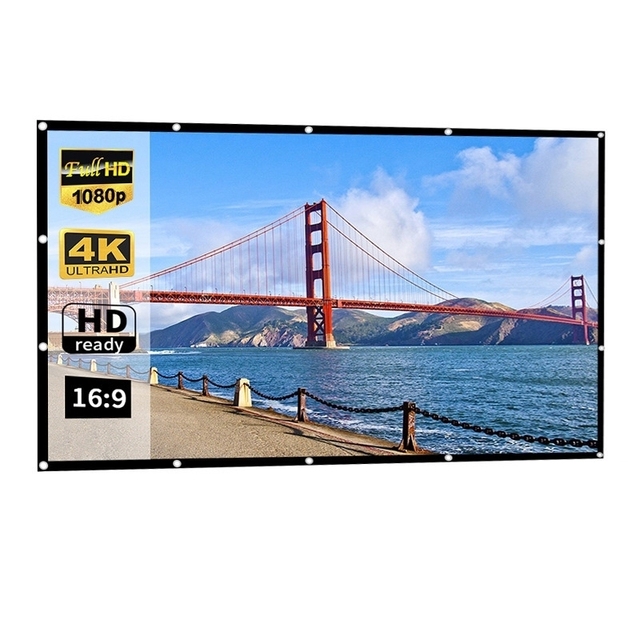 Dropshipping New Arrival Simple Folding Thin Polyester Projector Film Curtain 200 Inch 16 9 Projection Screens