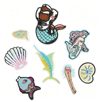 Parches de Concha de Sirena Bordados a Máquina Directo de Fábrica, Accesorios para Bolsos y Zapatos, Parches Termoadhesivos Bordados para Prendas