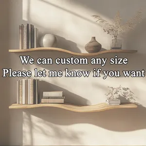 Solid Wood Home Decor Handcraft Wavy Rustic <strong>Wooden</strong> <strong>Shelf</strong> Mid Century Bookcase Wavy Floating <strong>Shelf</strong> - Product Image 4