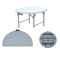 Table de banquet pliante ronde en plastique HDPE avec cadre métallique à double pliage pour la restauration, les mariages et les événements