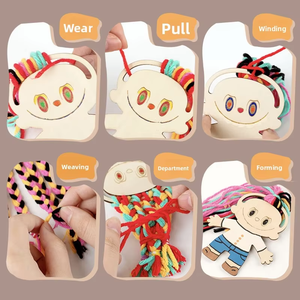 Decorazioni Artigianali in Legno Qiaike, Giocattoli Educativi Fai-da-Te per Bambini con Pittura a Mano e Tessitura di Capelli in Filato - Product Image 4