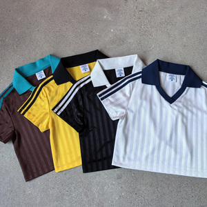 Nuova Collezione: Maglia da Calcio Americana Retrò per Ragazze, Scollo a V, Vestibilità <span class=keywords><strong>Slim</strong></span>, Abbigliamento Sportivo Traspirante a Maniche Corte - Product Image 1