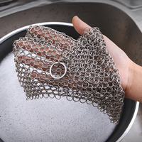 Estropajo de malla metálica resistente al óxido para limpieza de cocina, personalizado OEM, reutilizable, directo de fábrica, con anillos gruesos y finos para ollas y sartenes