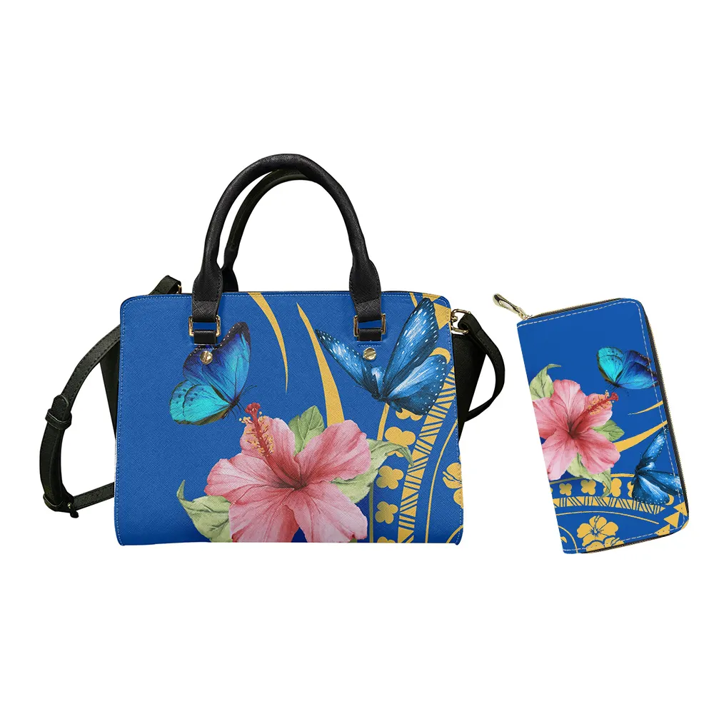 Pu Leather Clutch Bag Woman Crossbody Bags Polynesian Tribal Design Girls Clutch Purse Hawaiian Hibiscus Pattern Casual Totes