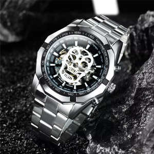 <span class=keywords><strong>Reloj</strong></span> Automático Oficial WINNER GOLD <span class=keywords><strong>para</strong></span> Hombre, Correa de Acero, Esqueleto Mecánico, Diseño de Calavera, Marca de Lujo, Dropshipping, Venta al por Mayor - Product Image 3