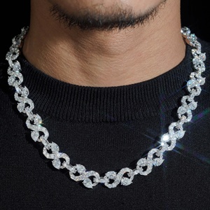 Collar de Cadena con Eslabones Infinitos y Diamantes de Moissanita VVS con Corte Brillante Redondo y Corte de Pera de 13 mm, Nuevo - Product Image 2
