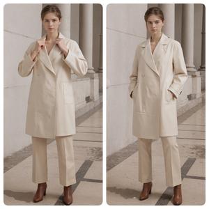 Hanruisi <span class=keywords><strong>Femme</strong></span> <span class=keywords><strong>Beige</strong></span> <span class=keywords><strong>Trench</strong></span> Coat Double Boutonnage Revers <span class=keywords><strong>Mi</strong></span>-<span class=keywords><strong>long</strong></span> Survêtement Chic Casual Pardessus - Product Image 4