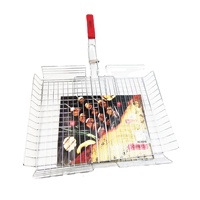 Outils de barbecue : Grille en fil métallique fabriquée à la machine, compatible charbon de bois, portable pour barbecue extérieur