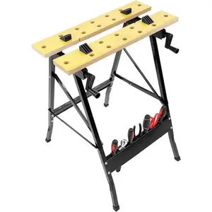 Multifunctional Wood Work Bench Adjustable Height Folding Workbench For Woodworking