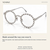 Bingkai Kacamata Bulat Emas 18K Berlian Buatan Laboratorium Kacamata Optik Lapisan Emas Putih Perhiasan Fashion Unisex