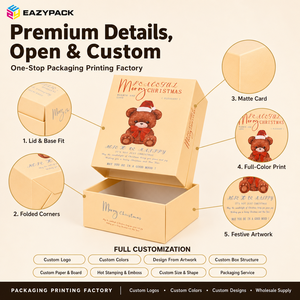 Scatole Regalo Natalizie Ecologiche e Carine, Scatole Personalizzate con Orsacchiotto <span class=keywords><strong>per</strong></span> <span class=keywords><strong>Regali</strong></span> Invernali con Finitura Crema - Product Image 3
