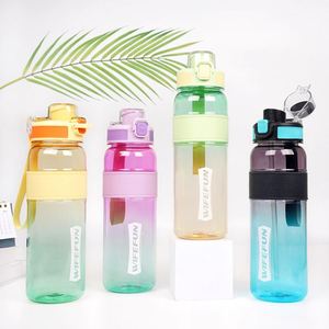 Bouteille d'eau en plastique 2026 avec paille, dégradé, portable pour le sport en extérieur, grande capacité, personnalisable - Product Image 2