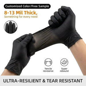Extra Thick 10 Mil Nitrile <strong>Gloves</strong> Soft Waterproof Powder-Free Latex-Free High Elasticity Raised Diamond Grip Disposable Durable - Product Image 3