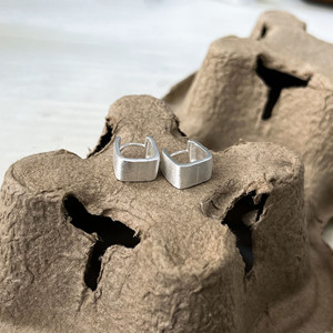 S925 Sterling <b>Silver</b> <b>Stud</b> Earrings Geometric Square Minimalist Design For Women Everyday Wear - Product Image 4