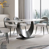 Ensemble de table à manger moderne de luxe Foshan, table rectangulaire en marbre naturel pour 4 à 6 personnes, pour la maison ou l'hôtel, OEM ODM