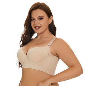 Plus Size Deep Cup Shapewear Incorporado Underwire Cobertura trasera completa Push up Bra - Product Image 2