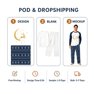 Pyjamas de Noël personnalisés pour toute la famille, ensemble de vêtements de détente à manches longues et col raglan pour enfants et adultes, livraison directe, MOQ 1 - Product Image 2