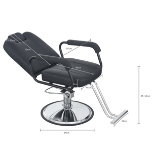 Chaise de Barbier Professionnelle en Cuir PU Noir Inclinable et Hydraulique pour Salon de Coiffure – Vente Flash - Product Image 4