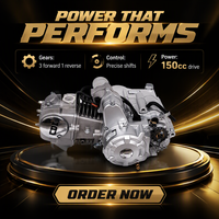 Ensemble moteur de moto 150cc 4 temps, embrayage semi-automatique, 3 vitesses avant, 1 marche arrière, démarrage électrique, refroidissement par air, pour karting et VTT