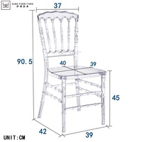 Vente en gros de chaises empilables Napoléon en acrylique transparent de luxe chaises Chivari en résine PC durables pour les banquets d'hôtel