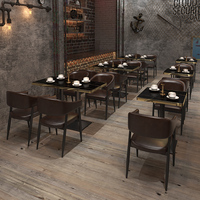 Meubles de restaurant commerciaux en vente chaude, table et chaises de café-restaurant à vente en gros, canapé en cuir PU personnalisé, ensemble de meubles de restaurant
