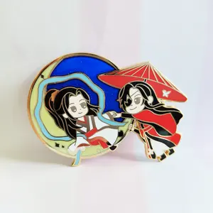 Wholesale souvenir custom fashion lapel pin cute design hard enamel pin with colour glass