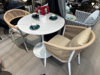 Chaise d'extérieur contemporaine nordique en bambou Ming Yi – Ensemble de mobilier de loisirs pour gîte, balcon, jardin, cour – Tressée à la main