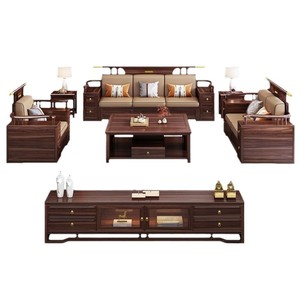 New Chinese Style Solid Wood Sofa U Shape Storage Living Room Set With Mortise And Tenon Structure - Product Image 2