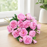 Bouquet de roses artificielles en plastique, fleurs artificielles pour intérieur et extérieur, décoration d'hôtel, de mariage, accessoires de photographie, mur de fleurs, marqueurs d'allée