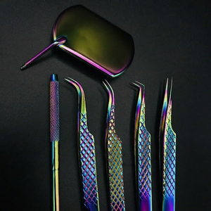 Juego de Pinzas para Extensión de Pestañas de Acero Inoxidable Antimagnético con Recubrimiento de Diamante Multi Plasma, Punta Lisa de 10 mm, Herramientas de Precisión - Product Image 1