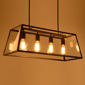 Lustre de style rétro Simple personnalité créative restaurant bar cadre en métal suspension industrielle - Product Image 3