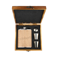 Coffret Cadeau de Flasques à Boire en Bois de Haute Qualité avec Couvercle, Flasque à Boire en Bois et Acier Inoxydable de 8oz