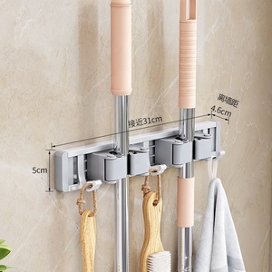 Soporte para fregona y escoba, organizador <span class=keywords><strong>de</strong></span> <span class=keywords><strong>armario</strong></span> resistente para montaje en pared para garaje, cocina, colgador <span class=keywords><strong>de</strong></span> herramientas <span class=keywords><strong>de</strong></span> organización <span class=keywords><strong>de</strong></span> lavandería - Product Image 1