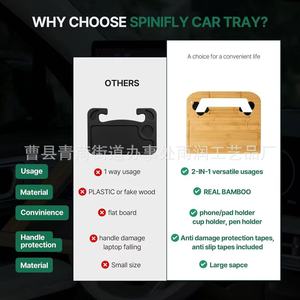 Bamboo Car Steering Wheel <b>Tray</b> Wooden Detachable Laptop <b>File</b> Holder For Car Interior Use - Product Image 2